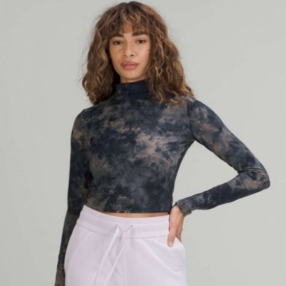 Lululemon All Aligned Mock Neck Long Sleeve Cropped Shirt Diamond Dye Size 4 - Picture 1 of 5